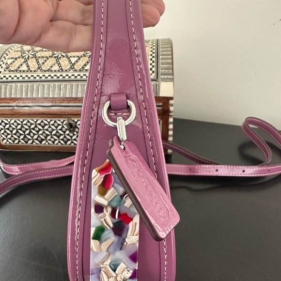 Coach Lilac Berry Purple Crinkle Patent Leather Mini Ergo Bag Like New - Picture 2 of 13